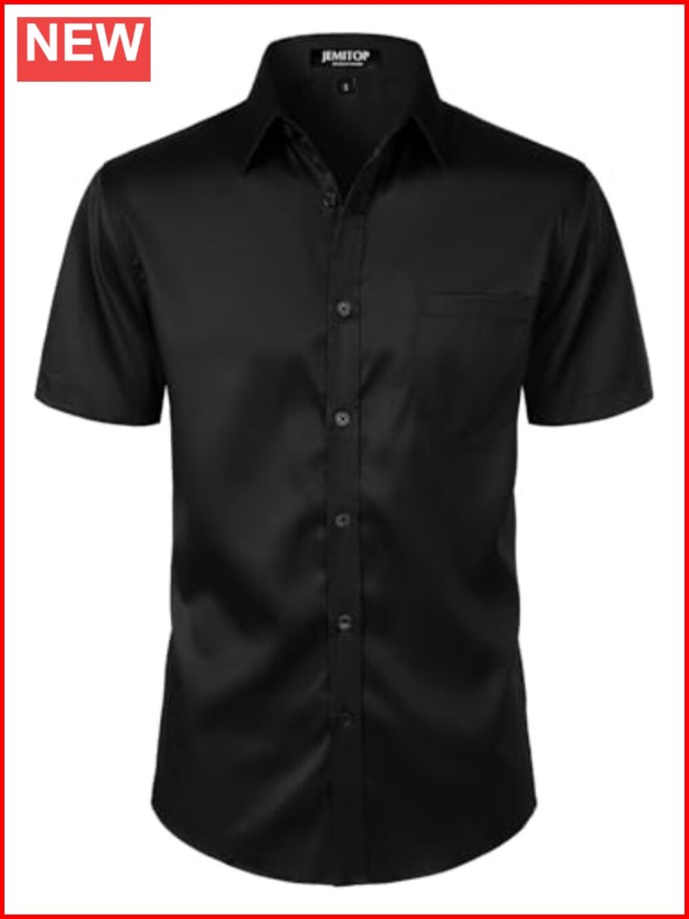 Men's Slim Fit Short Sleeve Button Down Dress Shirt with Pocket